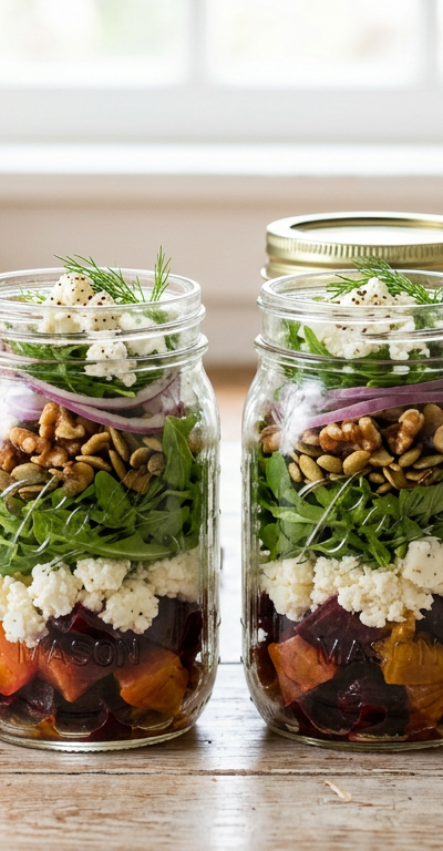 Roasted Beet & Goat Cheese Salad Jars